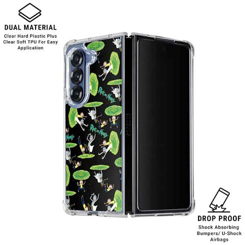 Adult Swim Rick and Morty Portal Pattern Galaxy Z Fold6 Clear Case
